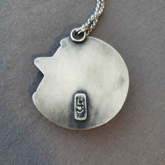 Sterling Silver Plume Agate Moon With Druzy Quartz Star Necklace Ooak Handmade - Picture 4 of 7